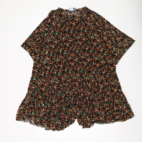 ASOS DESIGN Women Black Floral Shift Dress Size 12 Short Sleeve