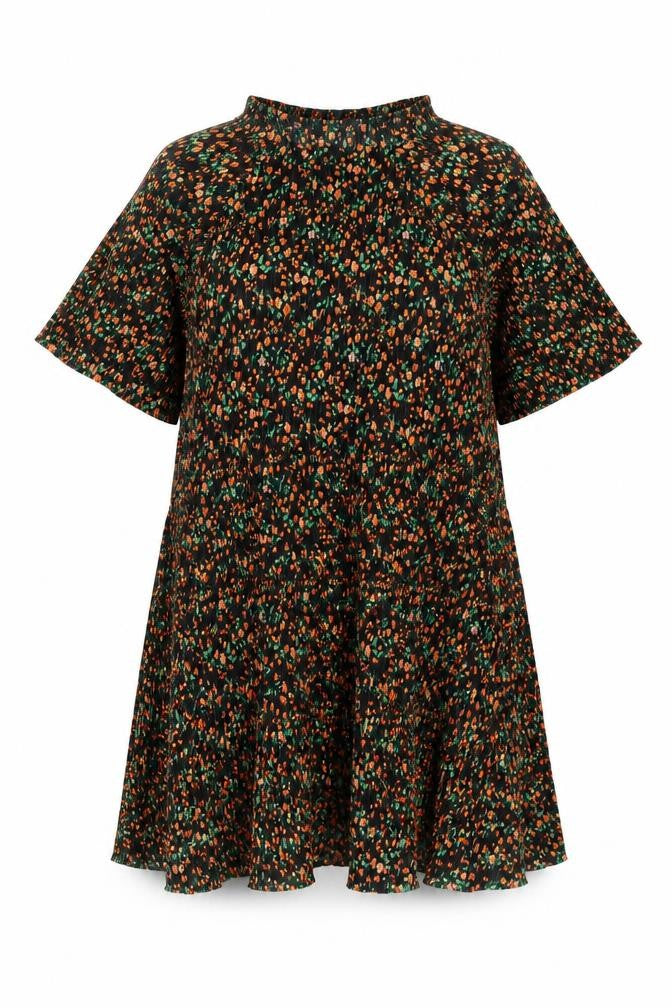 ASOS DESIGN Women Black Floral Shift Dress Size 12 Short Sleeve