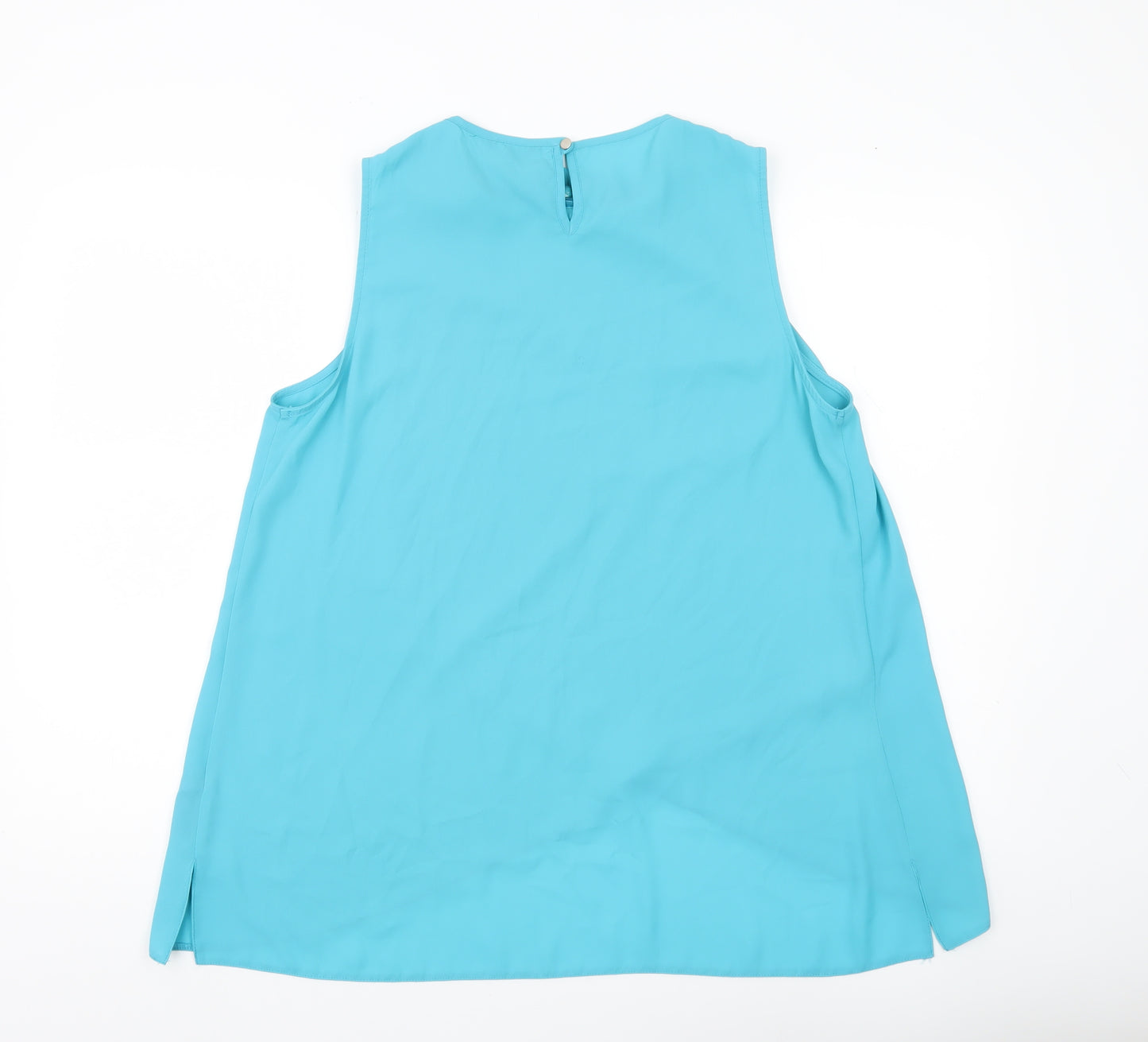 M&Co Women’s Blue Beaded Neckline Sleeveless Tunic Blouse Size 16