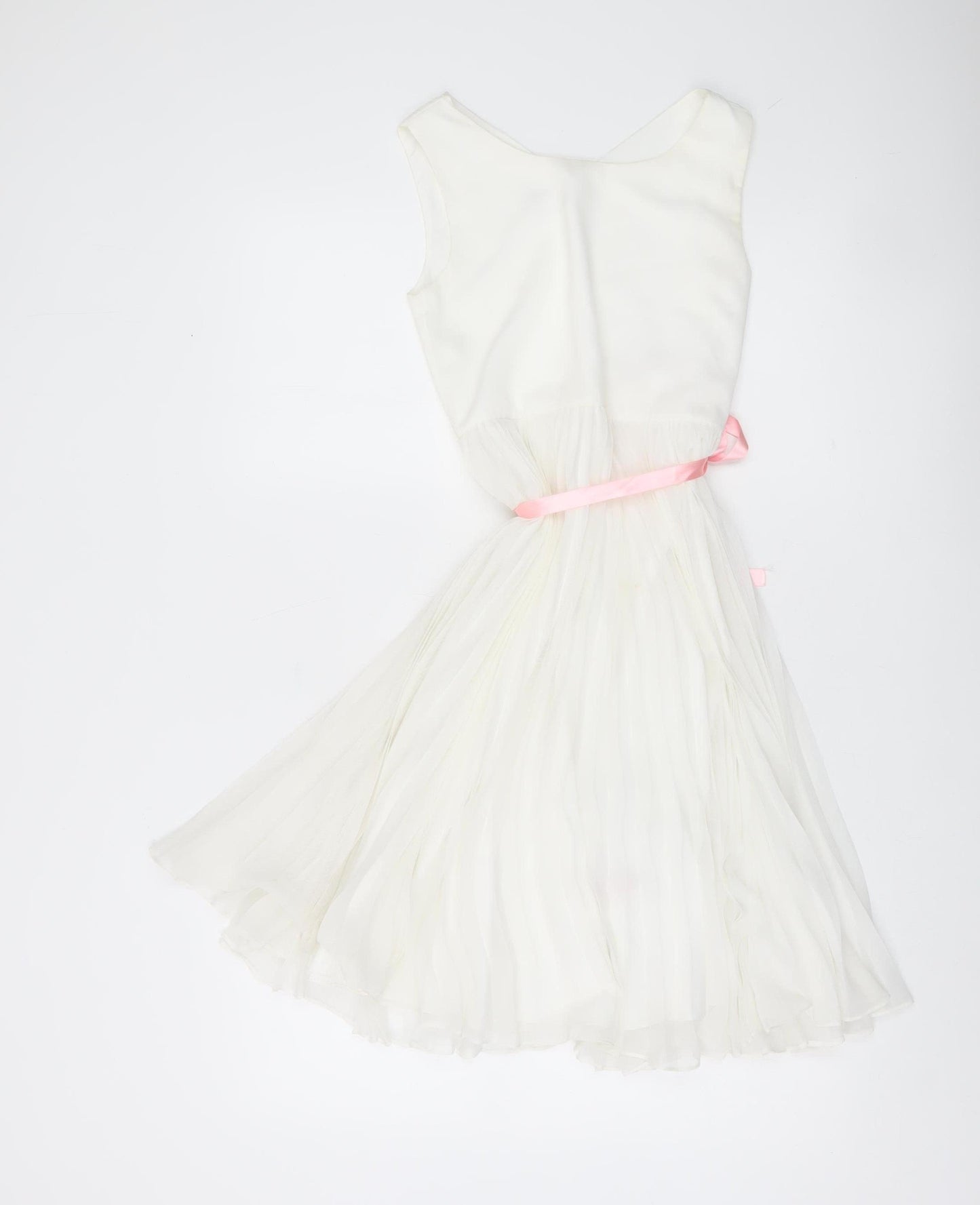 Monsoon Girls White Fit & Flare Party Dress Age 11 Yrs Sleeveless Pleated