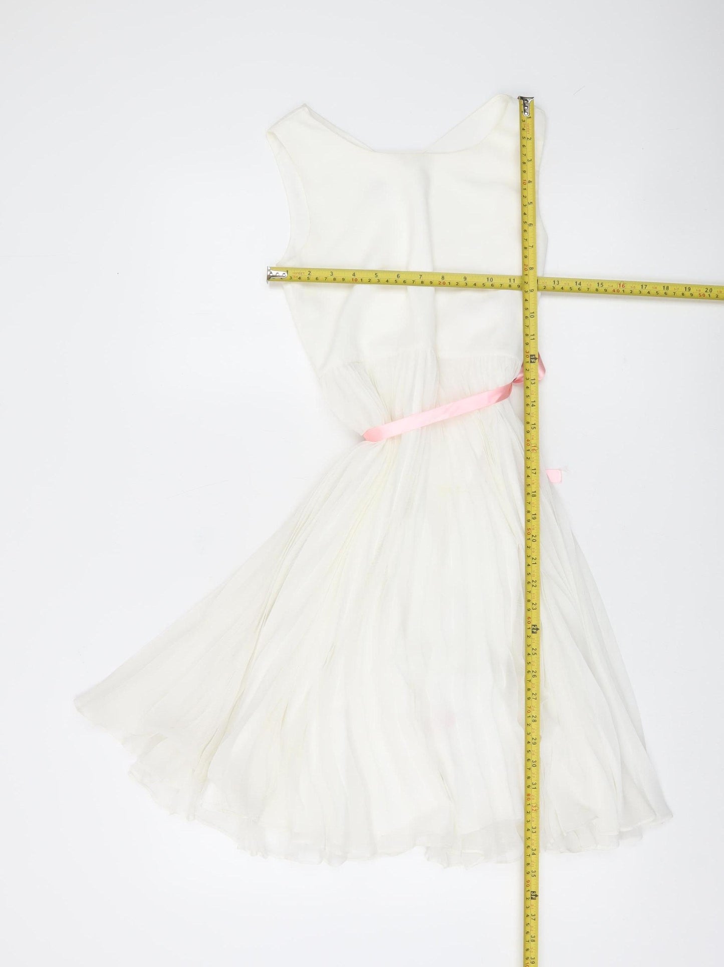 Monsoon Girls White Fit & Flare Party Dress Age 11 Yrs Sleeveless Pleated