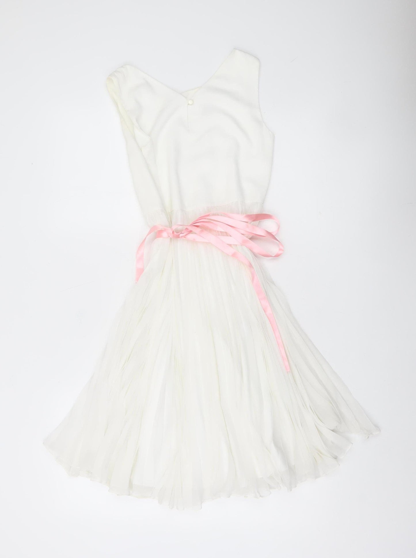 Monsoon Girls White Fit & Flare Party Dress Age 11 Yrs Sleeveless Pleated