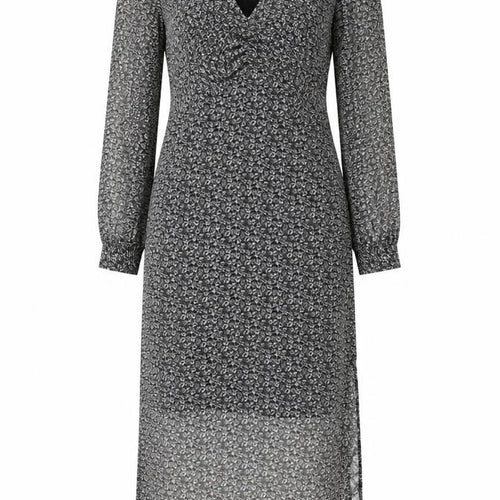 Topshop Women’s Black Floral Midi Wrap Dress Size 6 Long Sleeve