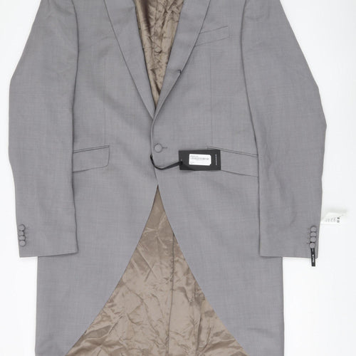 Masterhand Men’s Grey Long Formal Blazer Jacket Size 46L