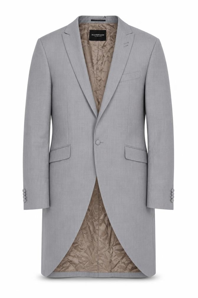 Front view of Masterhand Men’s Grey Long Formal Blazer Jacket, size 46L