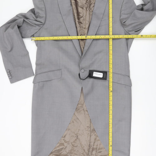 Masterhand Men’s Grey Long Formal Blazer Jacket Size 46L