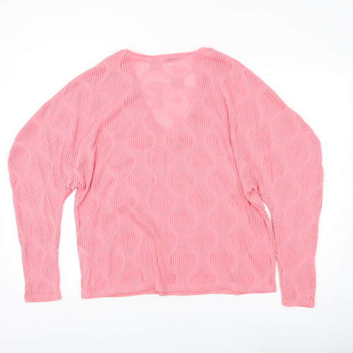 Zara Women’s Pink V-Neck Long Sleeve Blouse Size M Polyester Blend