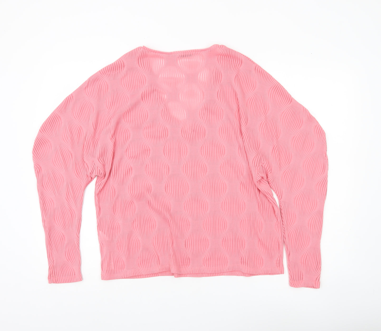 Zara Women’s Pink V-Neck Long Sleeve Blouse Size M Polyester Blend