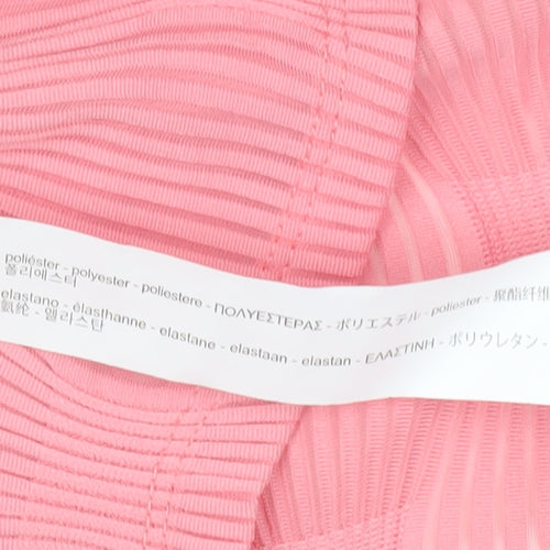 Zara Women’s Pink V-Neck Long Sleeve Blouse Size M Polyester Blend