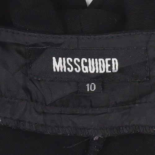 Missguided Women Black Slim Fit Trousers Size 10 with Ankle Zip