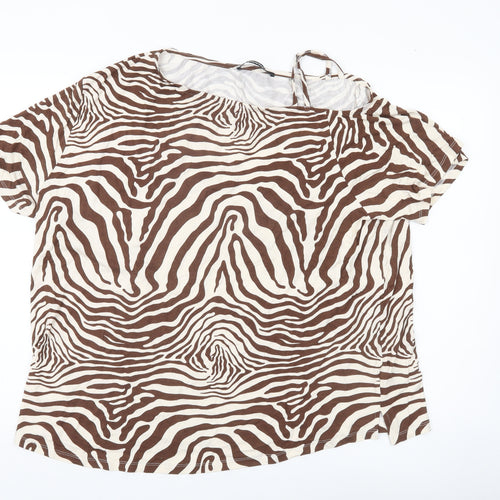 Everyday Women’s Brown Zebra Print Short Sleeve T-Shirt Size 20