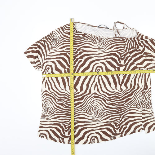 Everyday Women’s Brown Zebra Print Short Sleeve T-Shirt Size 20