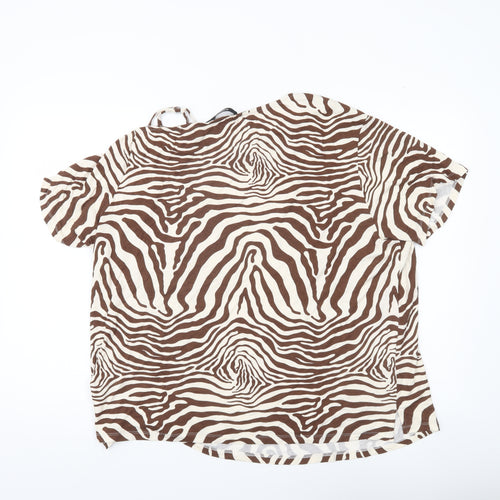 Everyday Women’s Brown Zebra Print Short Sleeve T-Shirt Size 20