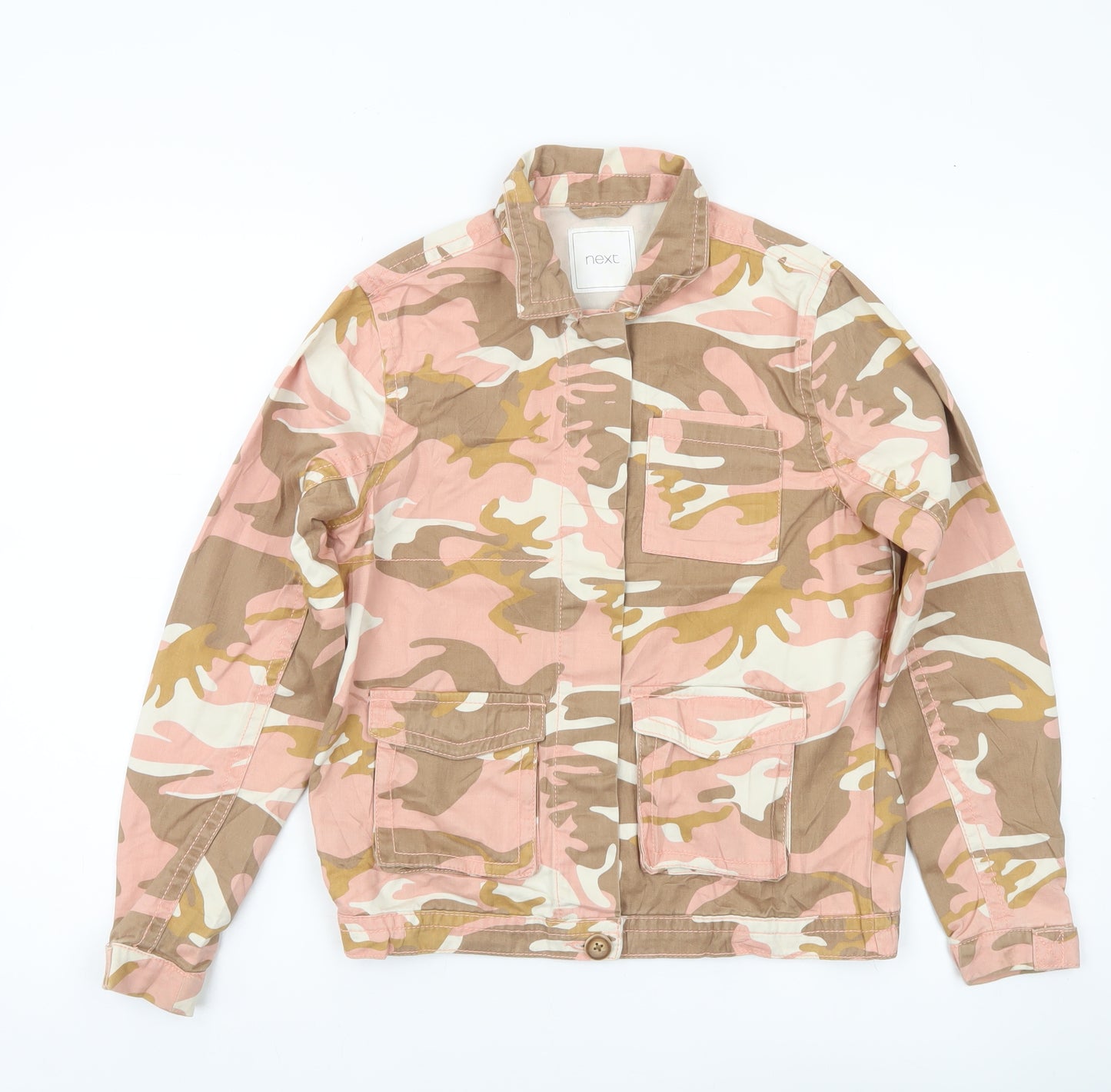 Next Girls Camouflage Military Jacket Pink Beige 12 Years Cotton