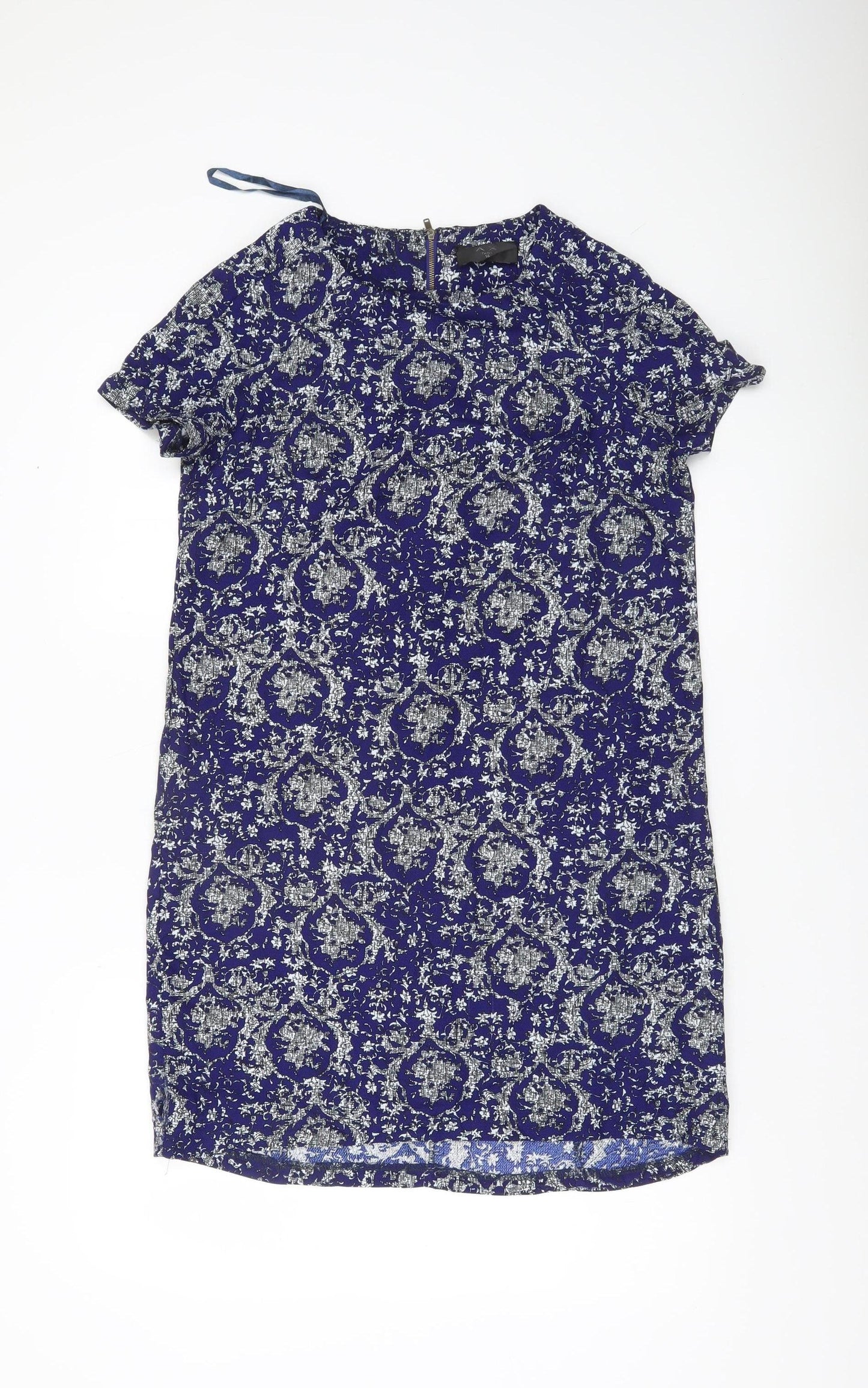 AX Paris Women Blue Floral Shift Dress Size 10 Short Sleeve