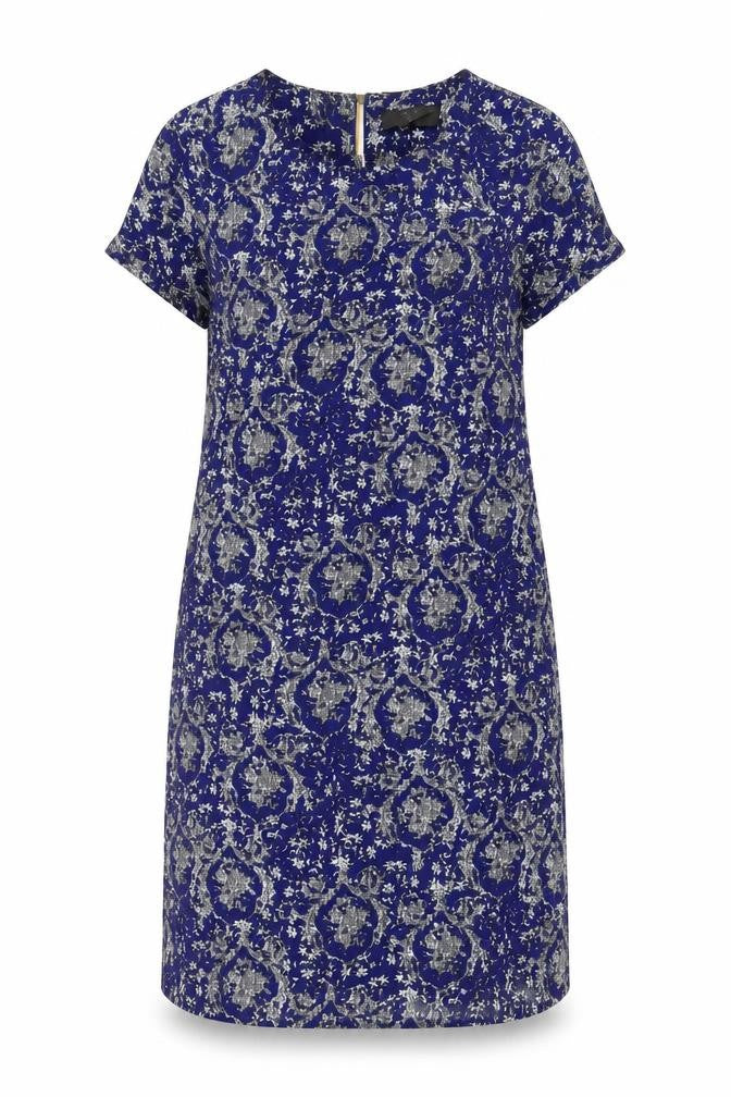 AX Paris Women Blue Floral Shift Dress Size 10 Short Sleeve