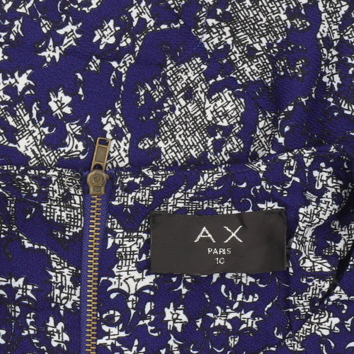 AX Paris Women Blue Floral Shift Dress Size 10 Short Sleeve