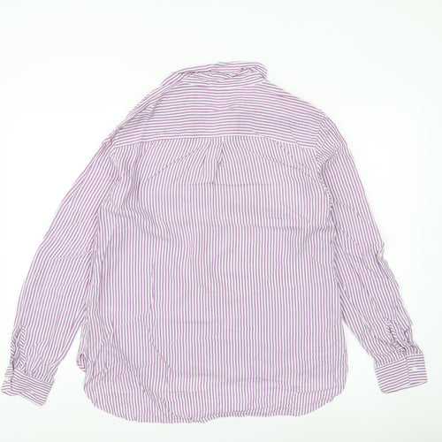 Next Women’s Purple Striped Button-Up Shirt UK 12 Long Sleeve Viscose