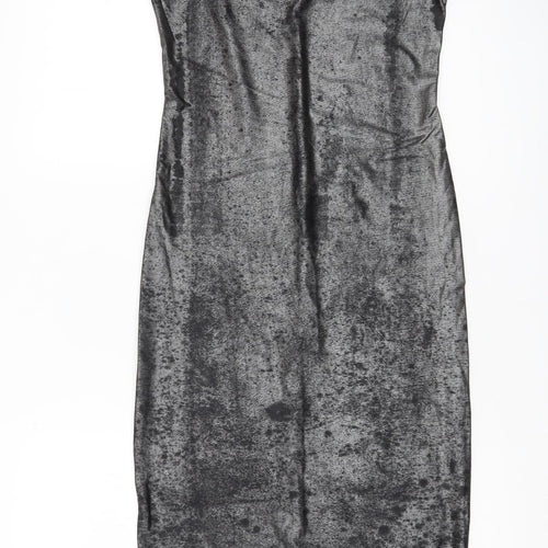 Karen Millen Women’s Grey Velvet Slip Dress UK 8 Midi Partywear