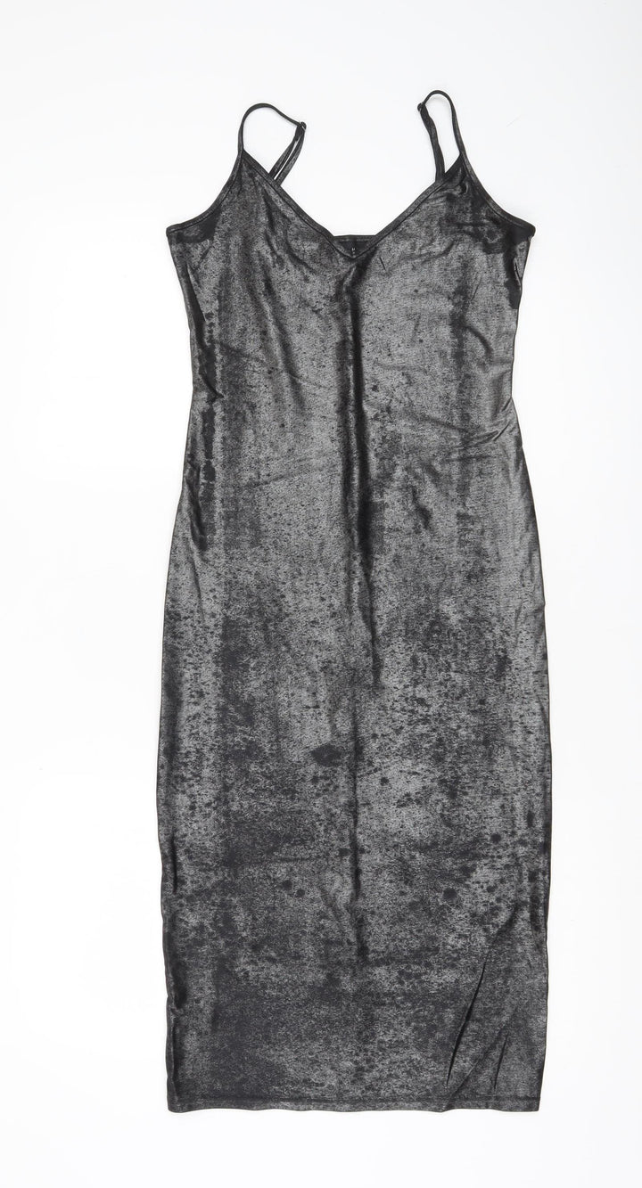 Karen Millen Women’s Grey Velvet Slip Dress UK 8 Midi Partywear