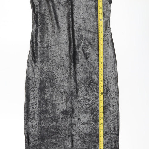 Karen Millen Women’s Grey Velvet Slip Dress UK 8 Midi Partywear