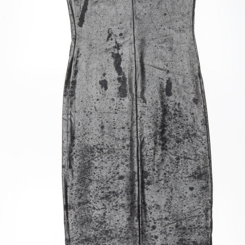 Karen Millen Women’s Grey Velvet Slip Dress UK 8 Midi Partywear