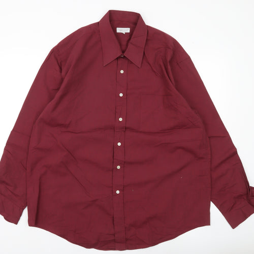 Copperstone Men's Red 17.5 Long Sleeve Button-Up Shirt Smart Casual