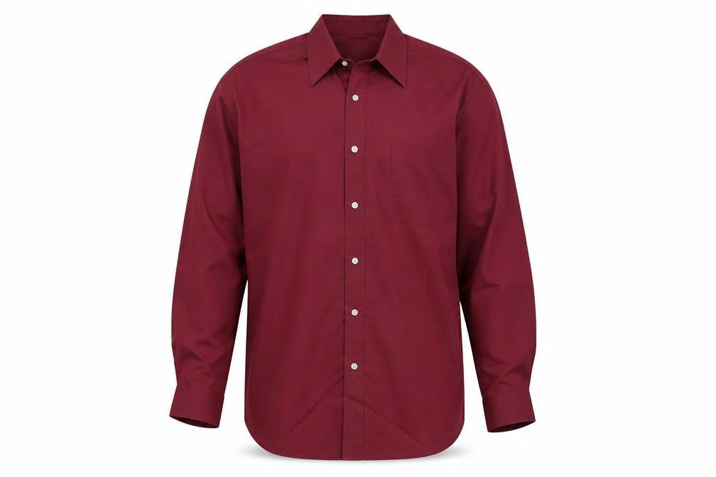 Copperstone Men's Red 17.5 Long Sleeve Button-Up Shirt Smart Casual