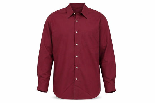 Front view of Copperstone Men's Red 17.5 Long Sleeve Button-Up Shirt Smart Casual
