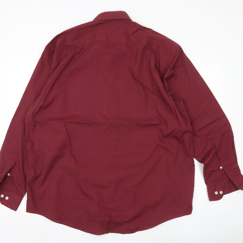 Copperstone Men's Red 17.5 Long Sleeve Button-Up Shirt Smart Casual