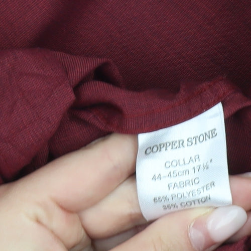 Copperstone Men's Red 17.5 Long Sleeve Button-Up Shirt Smart Casual