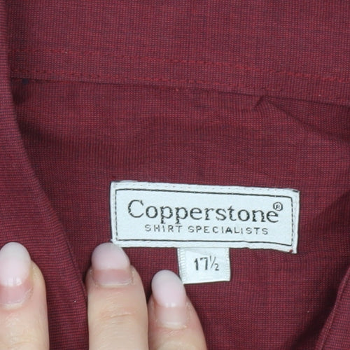 Copperstone Men's Red 17.5 Long Sleeve Button-Up Shirt Smart Casual