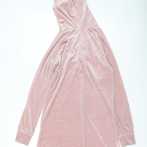 Material Girl Women’s Pink Velvet Lace Up Hoodie Tunic M