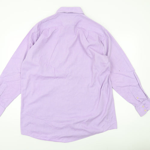 Rochas Men’s Purple Cotton Rich Long Sleeve Dress Shirt 16.5” Regular Fit