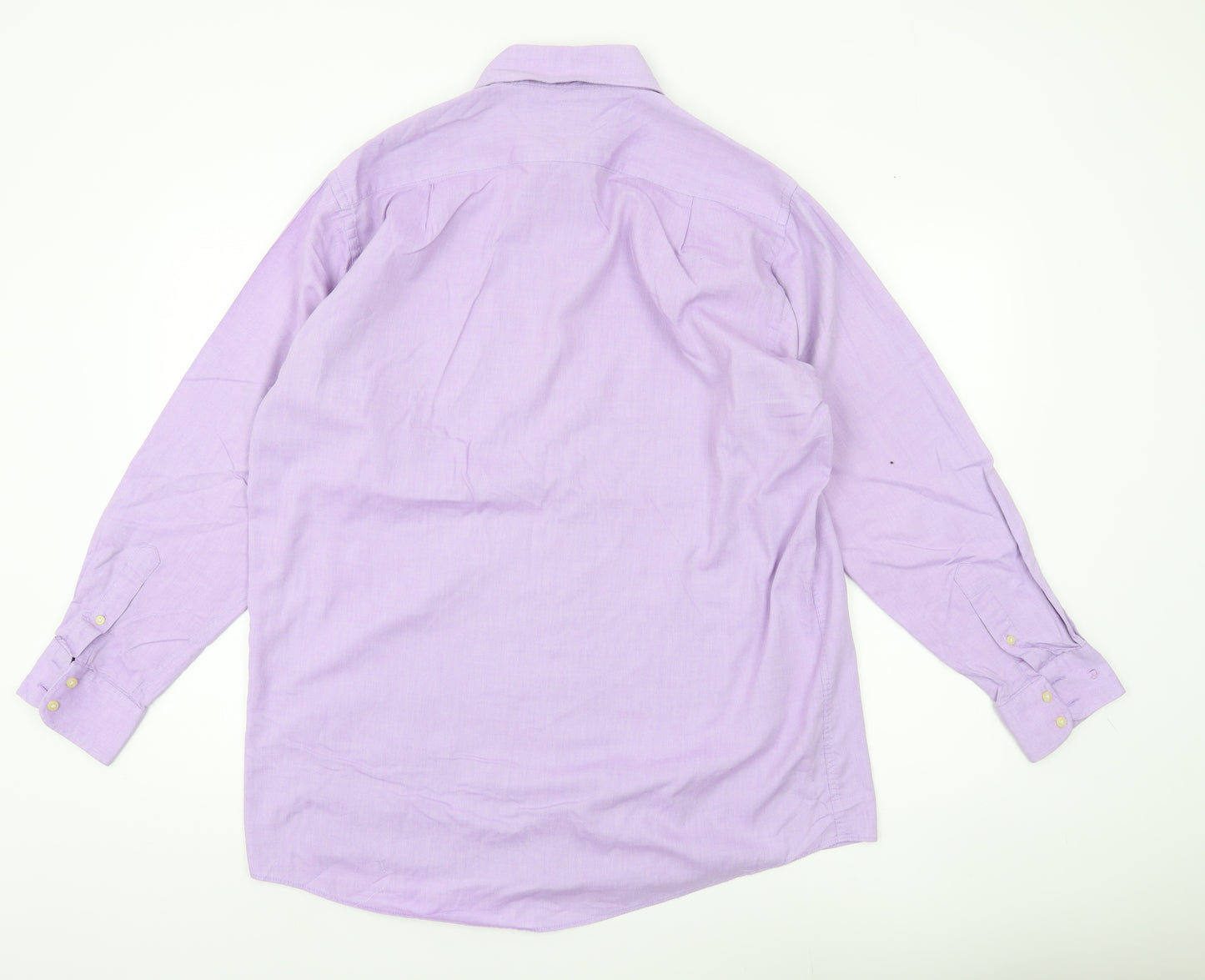 Rochas Men’s Purple Cotton Rich Long Sleeve Dress Shirt 16.5” Regular Fit