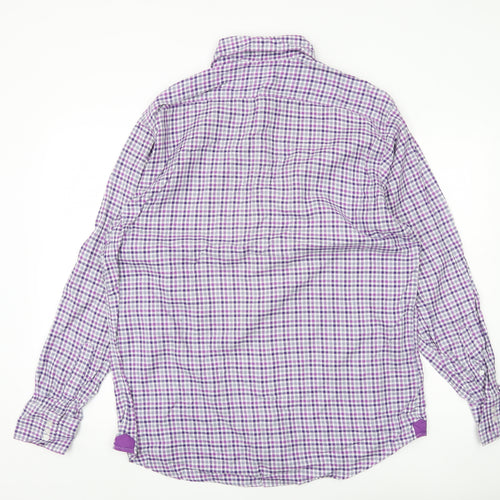 Marks and Spencer Collezione Men's Purple Check Cotton Dress Shirt L 42-43