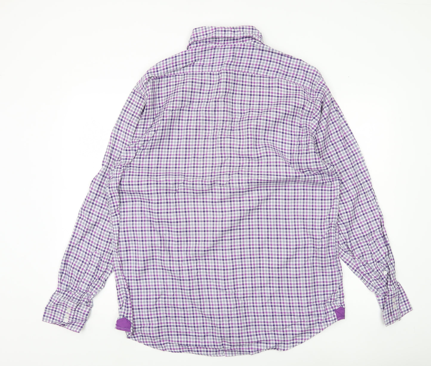 Marks and Spencer Collezione Men's Purple Check Cotton Dress Shirt L 42-43