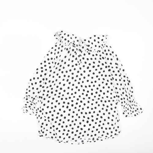 Marks and Spencer Women’s White Polka Dot Blouse Size 8 Ruffle Collar