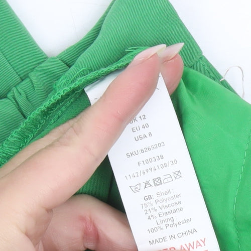 New Look Women Green Tapered Tall Trousers Size 12 Pleated Work Casual