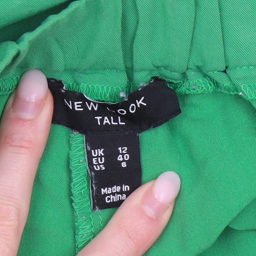 New Look Women Green Tapered Tall Trousers Size 12 Pleated Work Casual