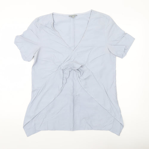 COS Womens Blue Short Sleeve V-Neck Wrap Blouse Size 12