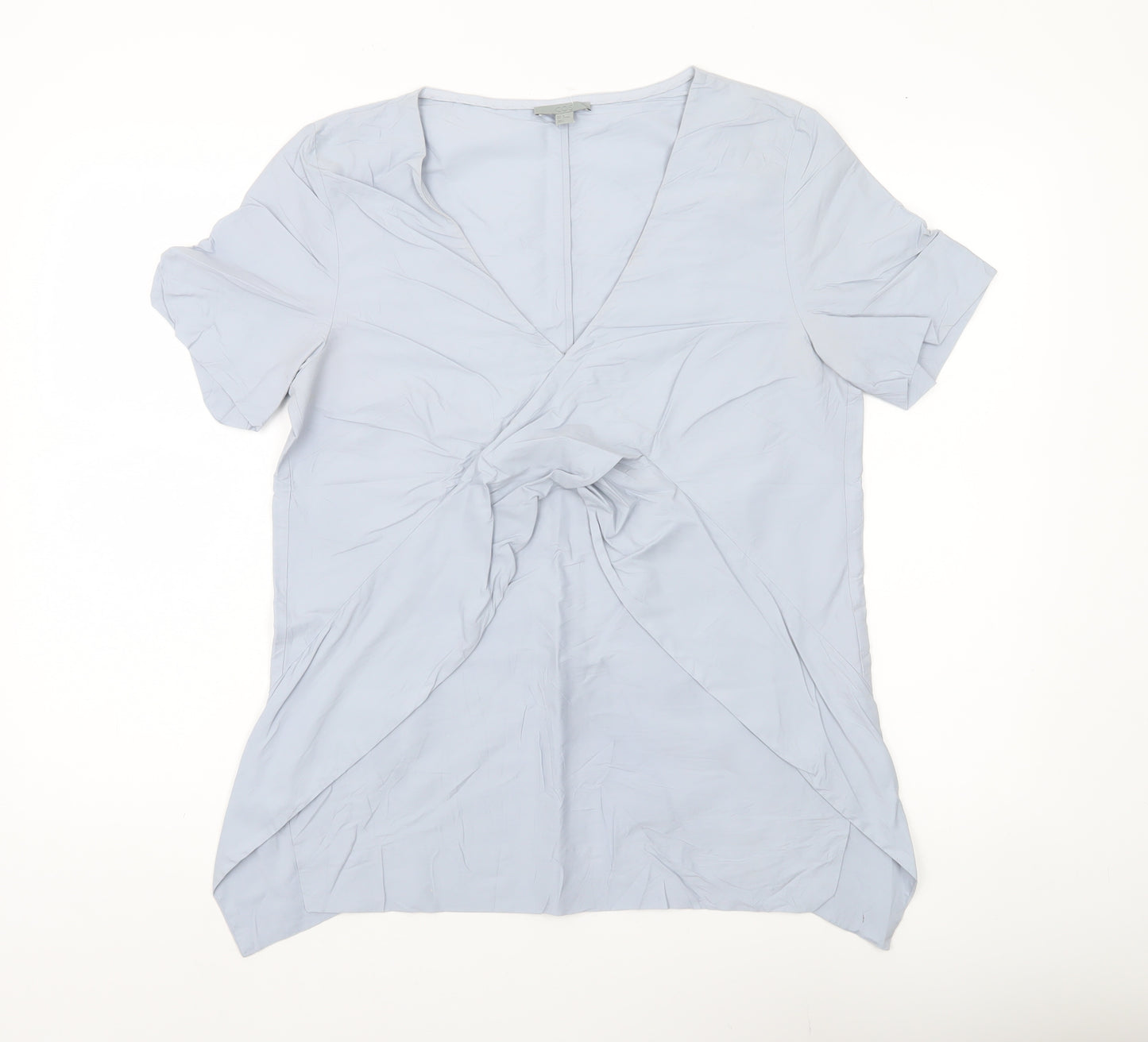 COS Womens Blue Short Sleeve V-Neck Wrap Blouse Size 12