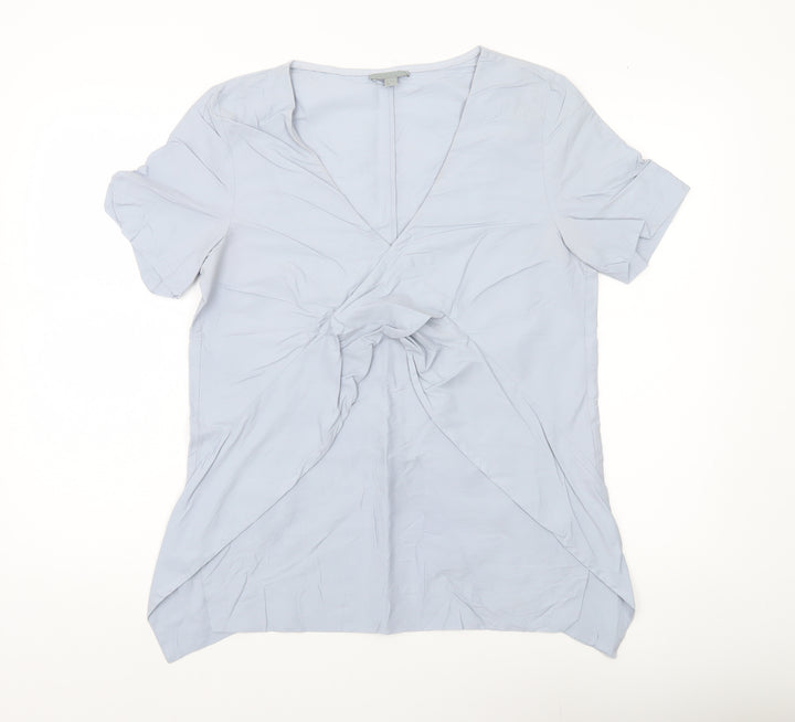 COS Womens Blue Short Sleeve V-Neck Wrap Blouse Size 12