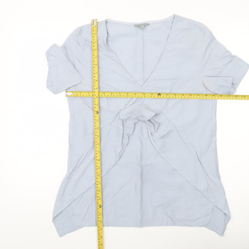 COS Womens Blue Short Sleeve V-Neck Wrap Blouse Size 12