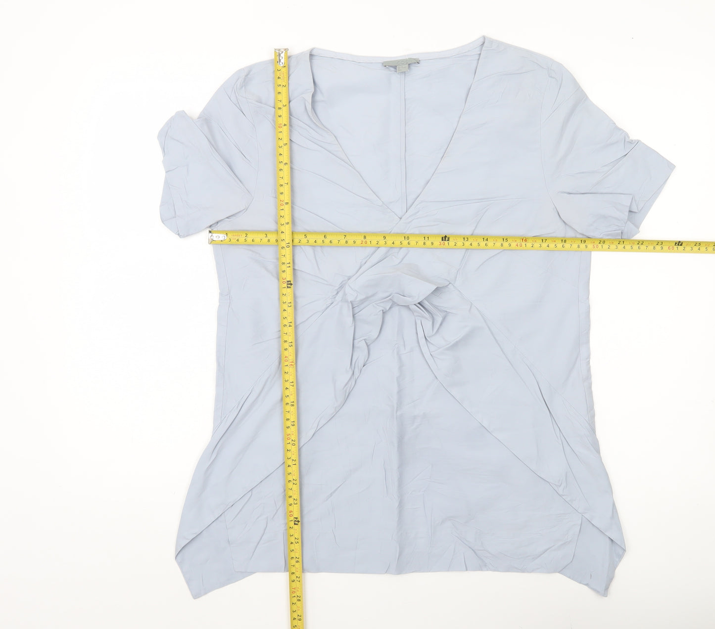 COS Womens Blue Short Sleeve V-Neck Wrap Blouse Size 12