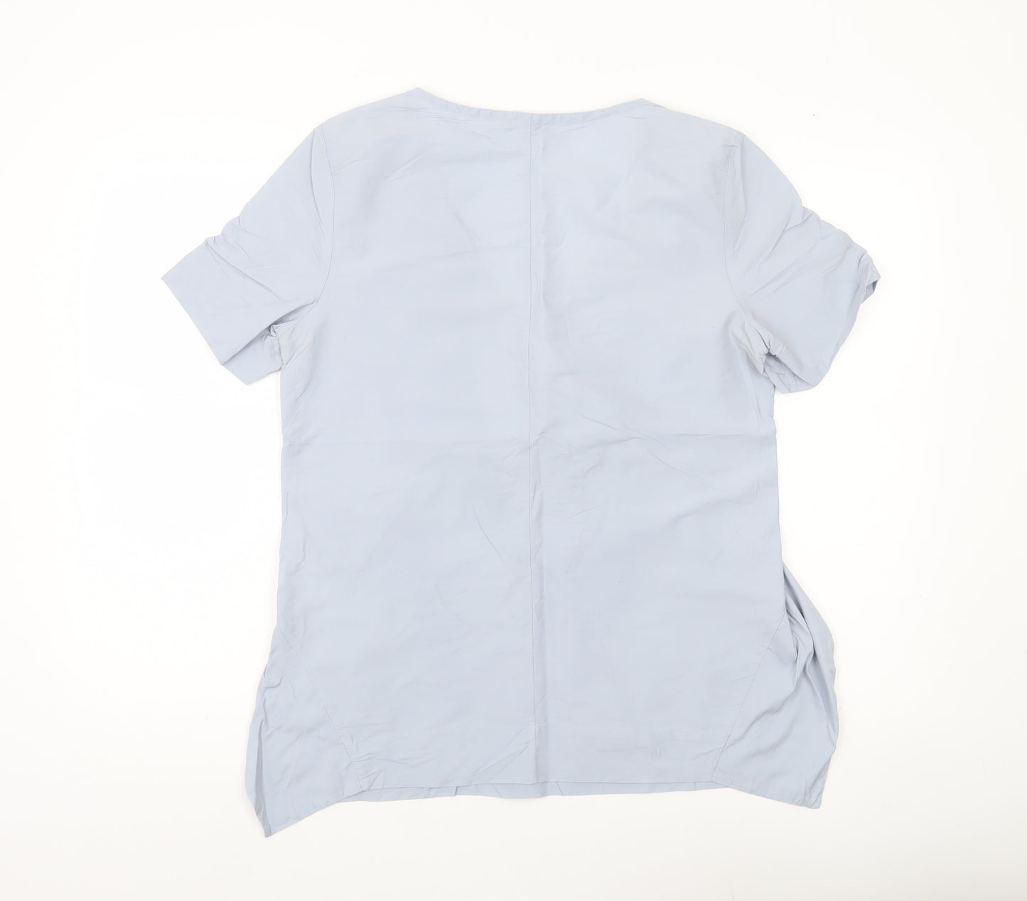 COS Womens Blue Short Sleeve V-Neck Wrap Blouse Size 12