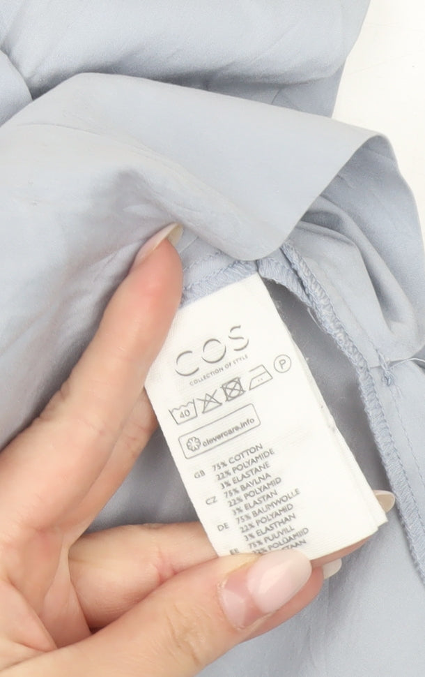 COS Womens Blue Short Sleeve V-Neck Wrap Blouse Size 12