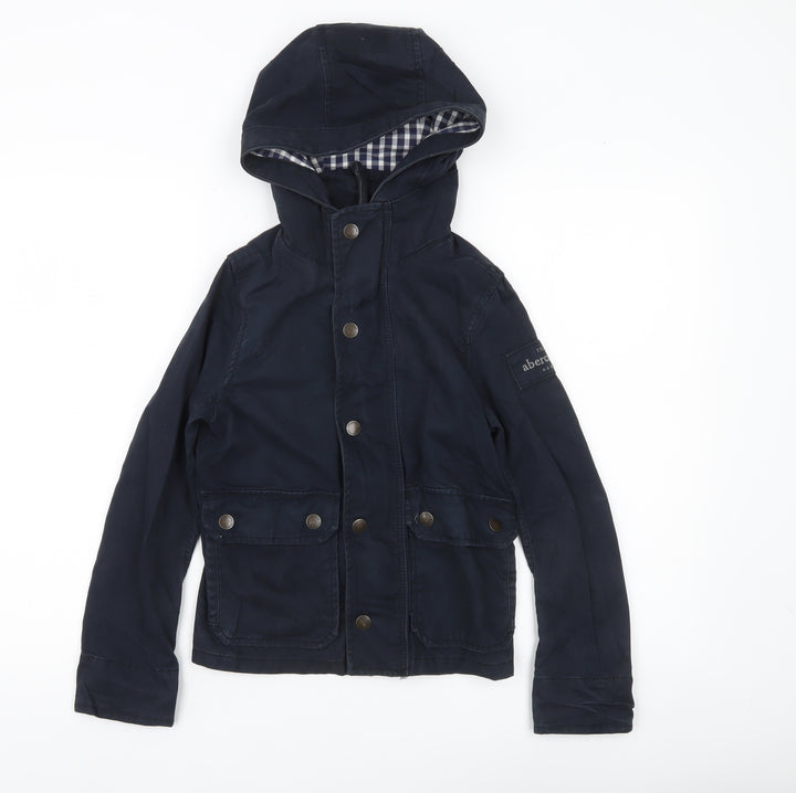 Abercrombie Boys Blue Hooded Parka Jacket Coat Size 7-8 Years