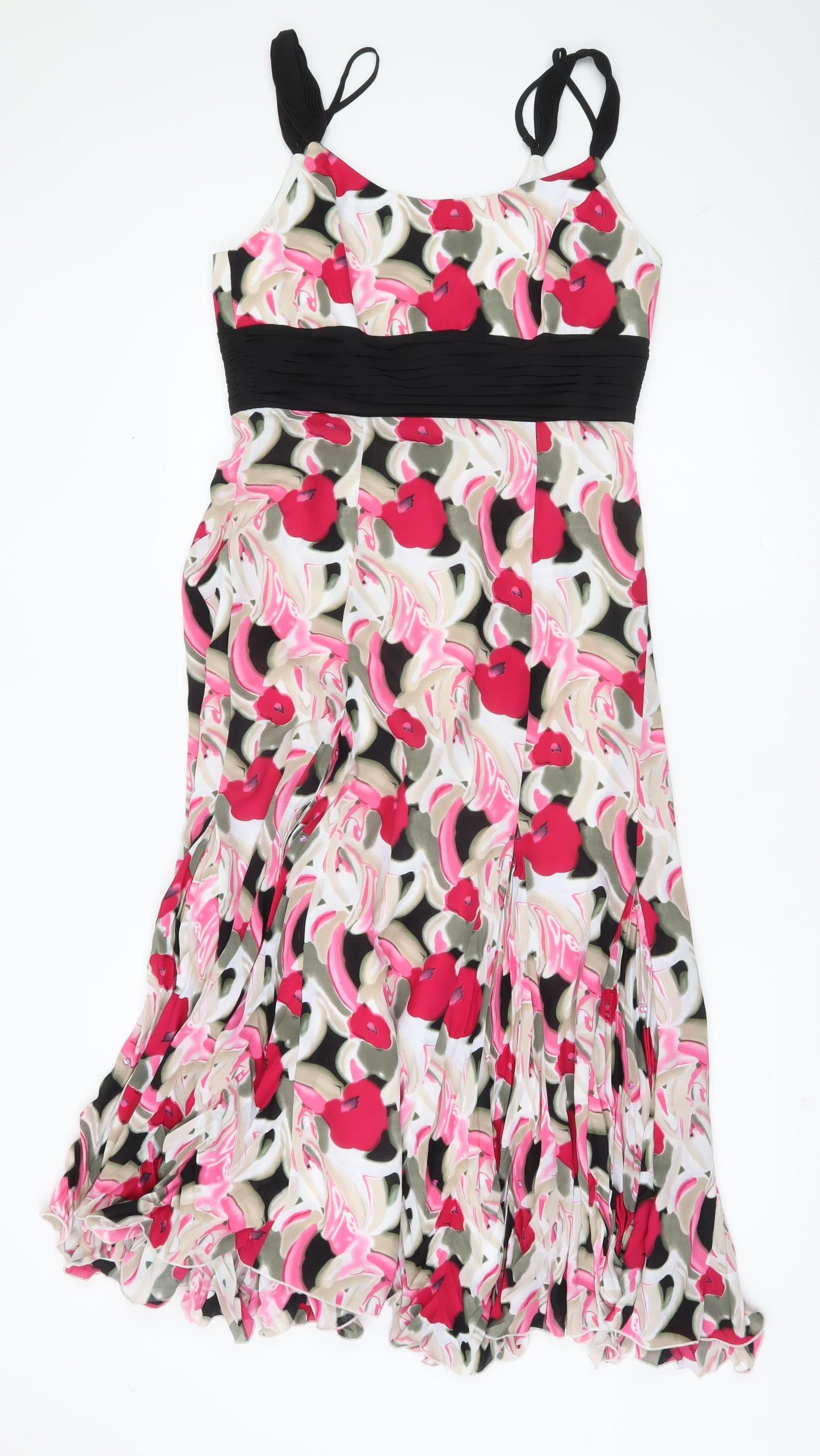 Roman Originals Women’s Multicoloured Floral Midi Dress Size 12 Sleeveless Fit & Flare