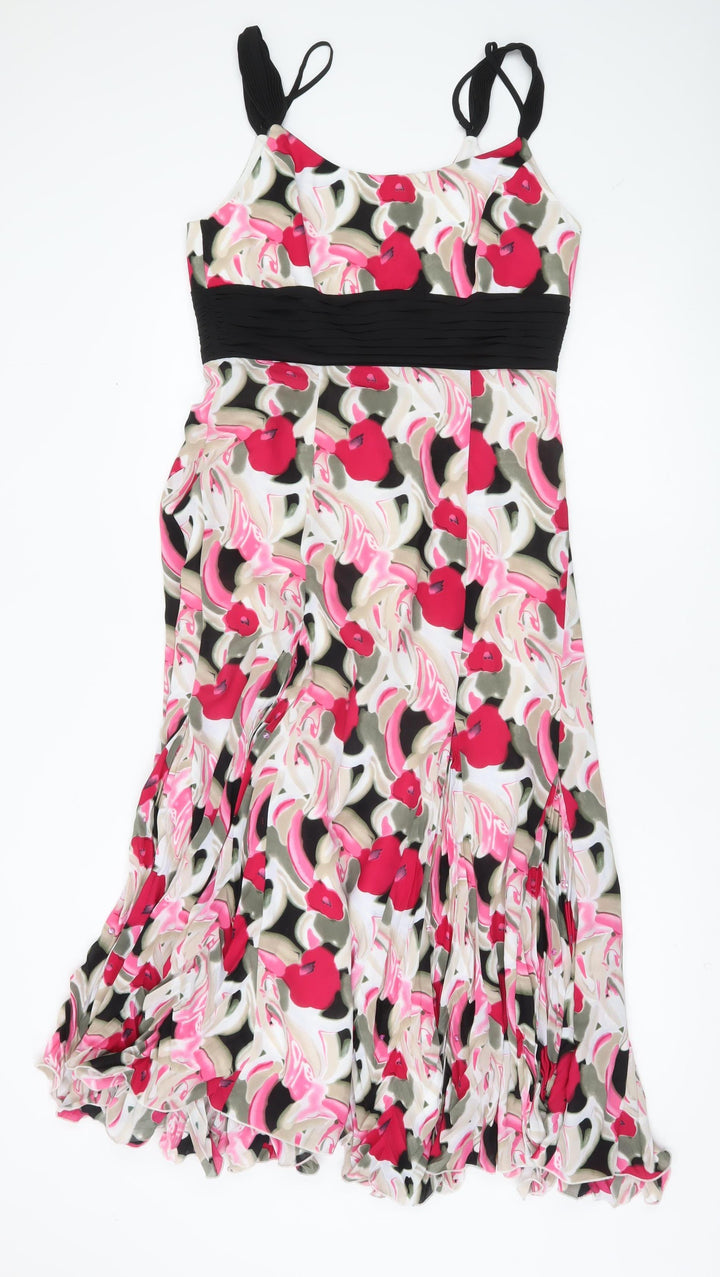 Roman Originals Women’s Multicoloured Floral Midi Dress Size 12 Sleeveless Fit & Flare